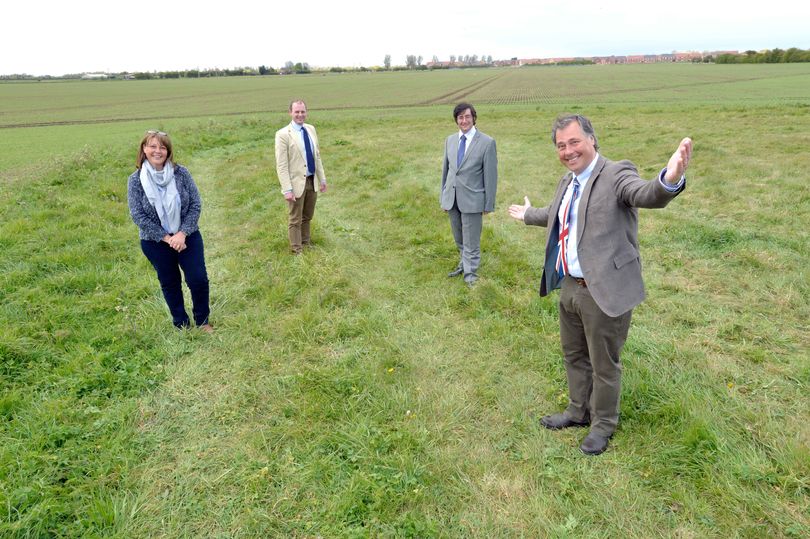 Sue Bowser, Matt Warman MP, Cllr Tom Ashton, Neil Sanderson at the proposed site of the new Skegness Gateway